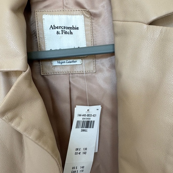 Abercrombie & Fitch Women's Tan Vegan Leather Blazer - Picture 3 of 9